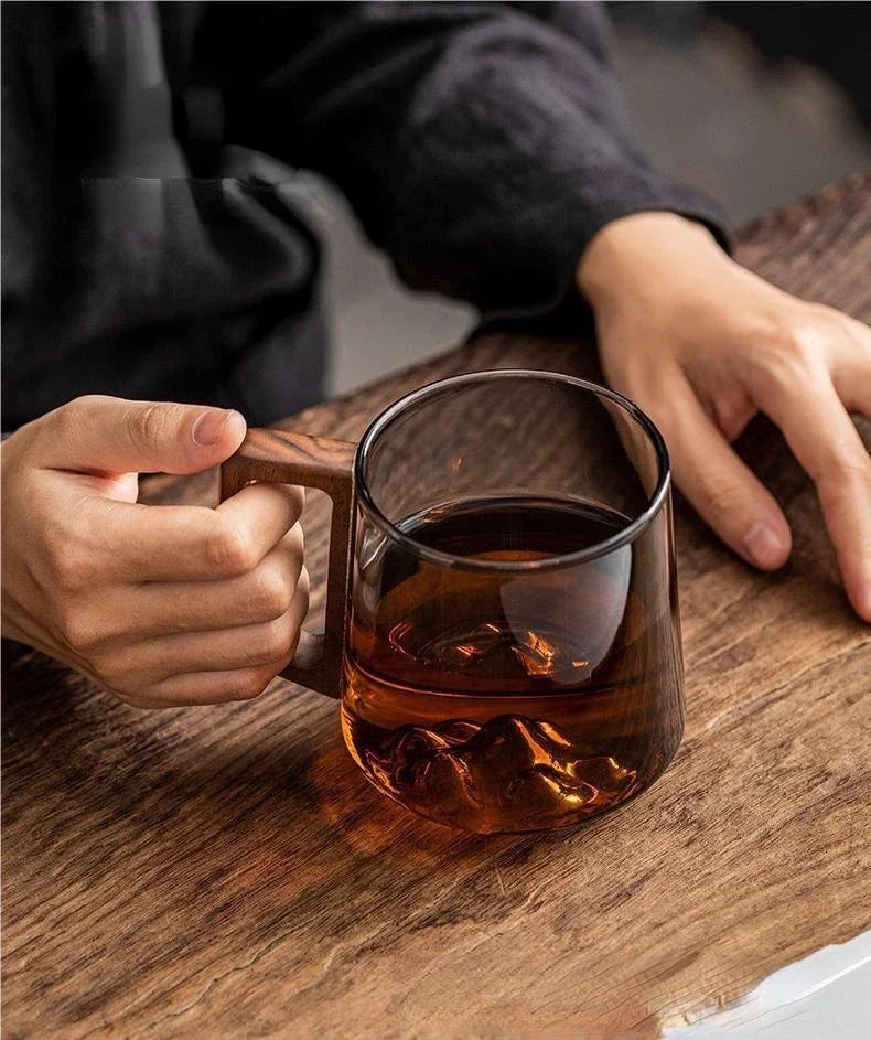 Large Modern Mug with Wooden Handle Stylish Cup for Daily Hot & Cold Drinks - Image 4