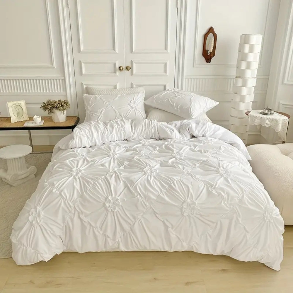 Elegant Ruffle Flower Quilt Cover Set with Pillowcases - Image 2