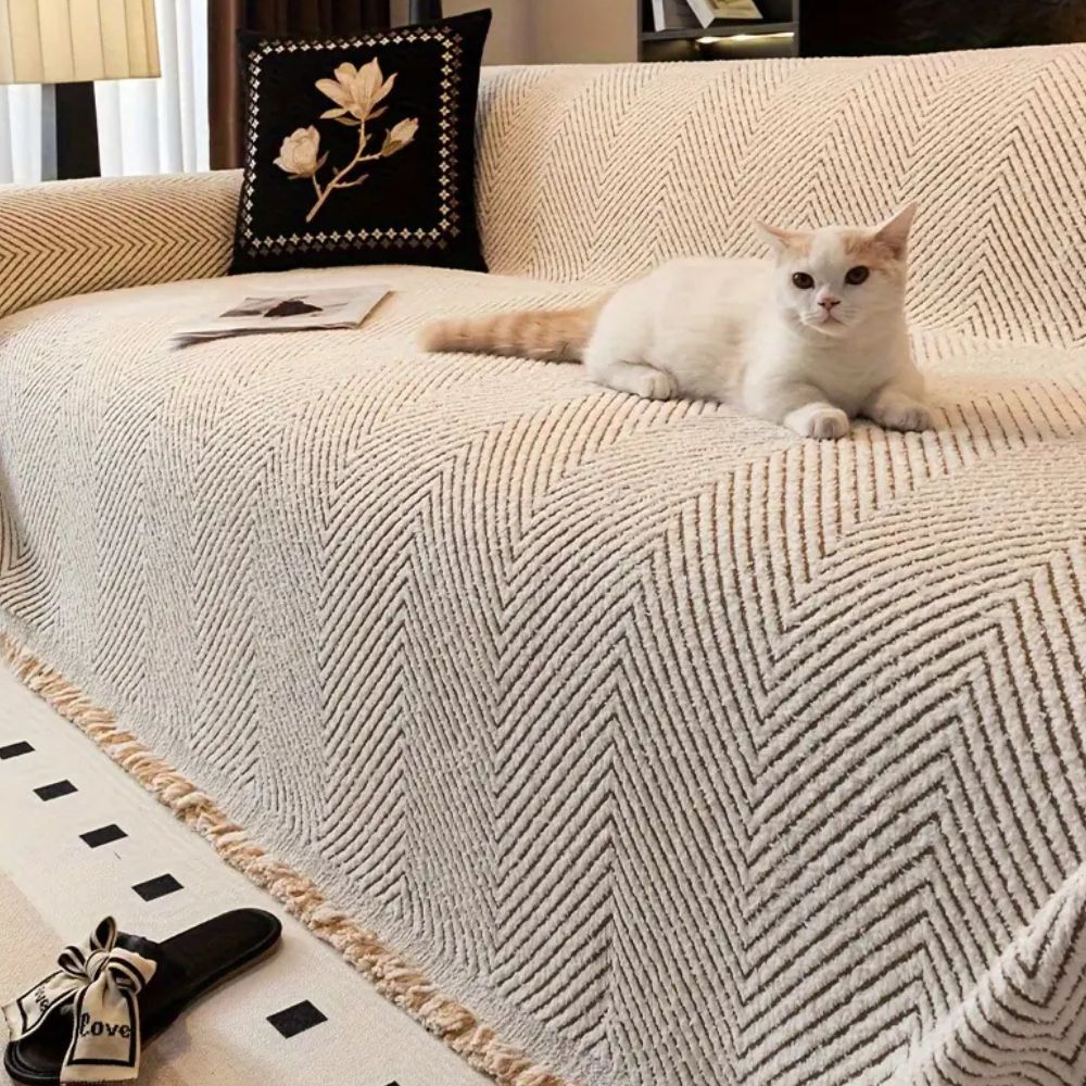 Herringbone Microfiber Sofa Cover Anti Slip Couch Protector
