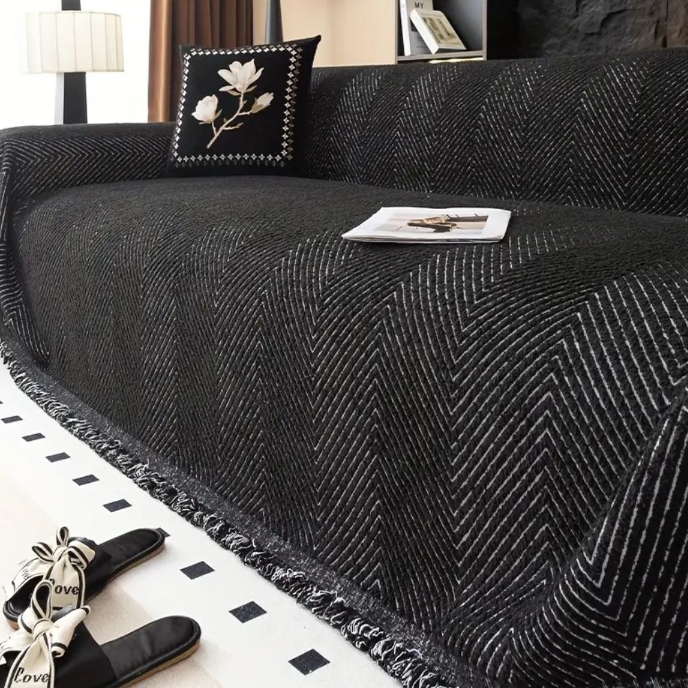 Elegant Herringbone Couch Cover Easy‑Care Furniture Shield - Image 6