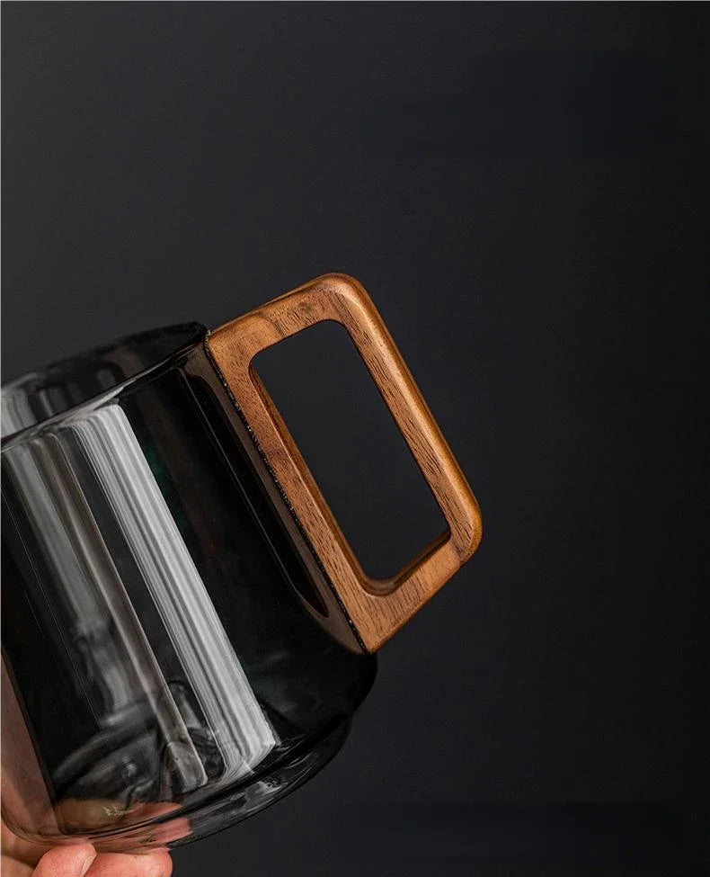 Large Modern Mug with Wooden Handle Stylish Cup for Daily Hot & Cold Drinks - Image 2