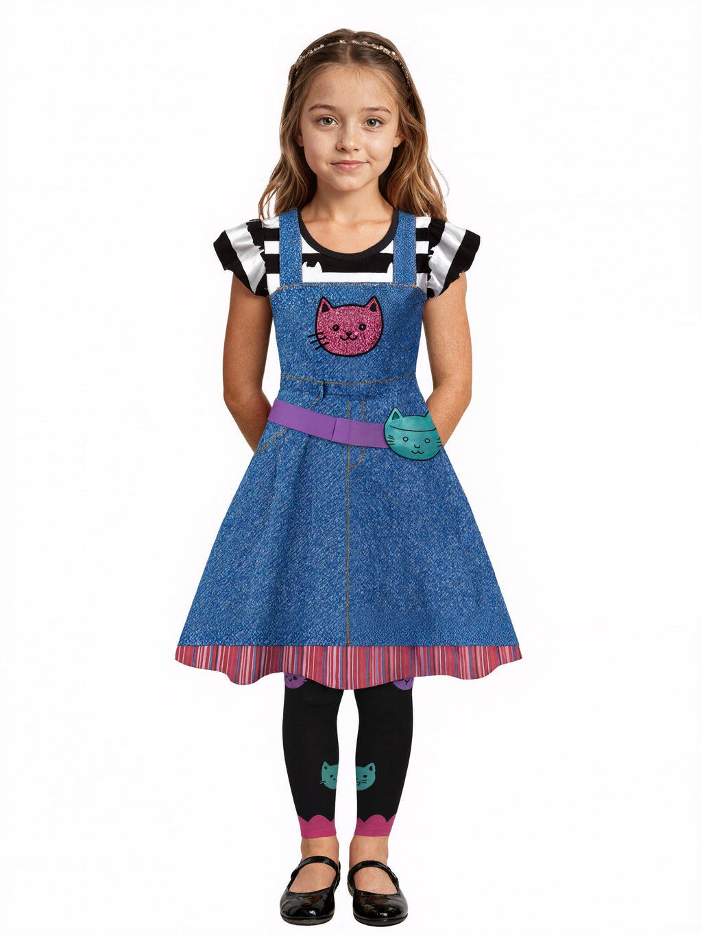Girls 3 Piece Cat Ear Dress Costume Set - Image 3