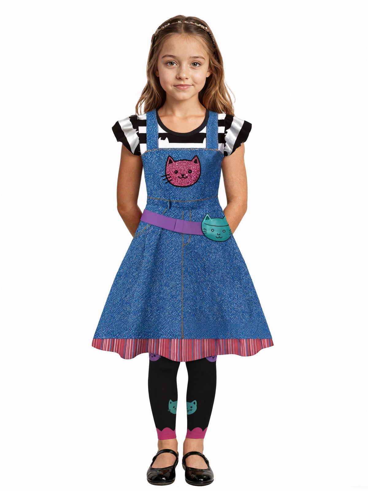 Girls 3 Piece Cat Ear Dress Costume Set - Image 3