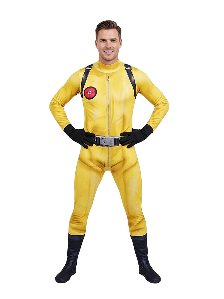 Yellow Hazmat Suit Costume Kids Adult Jumpsuit Mask Gloves Set - Image 9