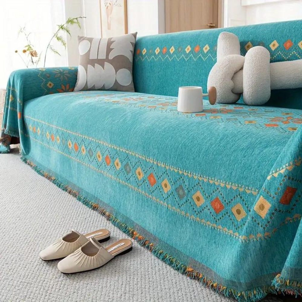 Boho Couch Cover Non‑Slip Design with Tassels - Image 6