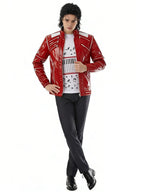 80s Pop Star Costume Adult Red Faux Leather Zipper Jacket - Image 2