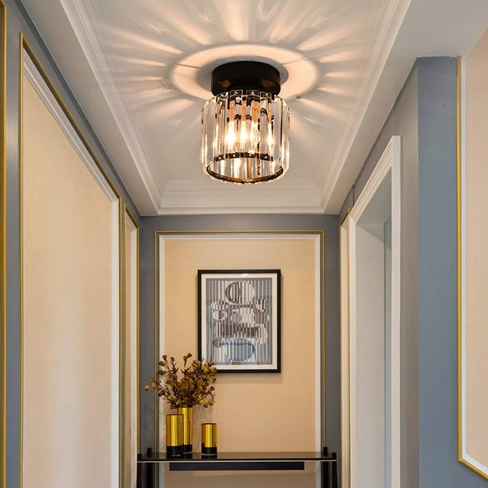 Black Crystal Flush Mount Ceiling Light Modern E27 - Image 12