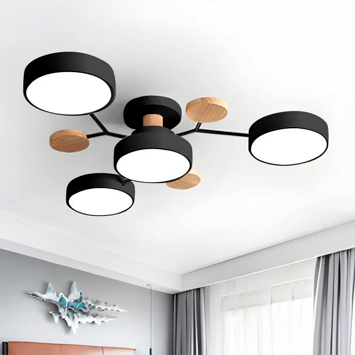 Modern LED Round Iron Semi Flush Chandelier Contemporary Ceiling Light - Image 26