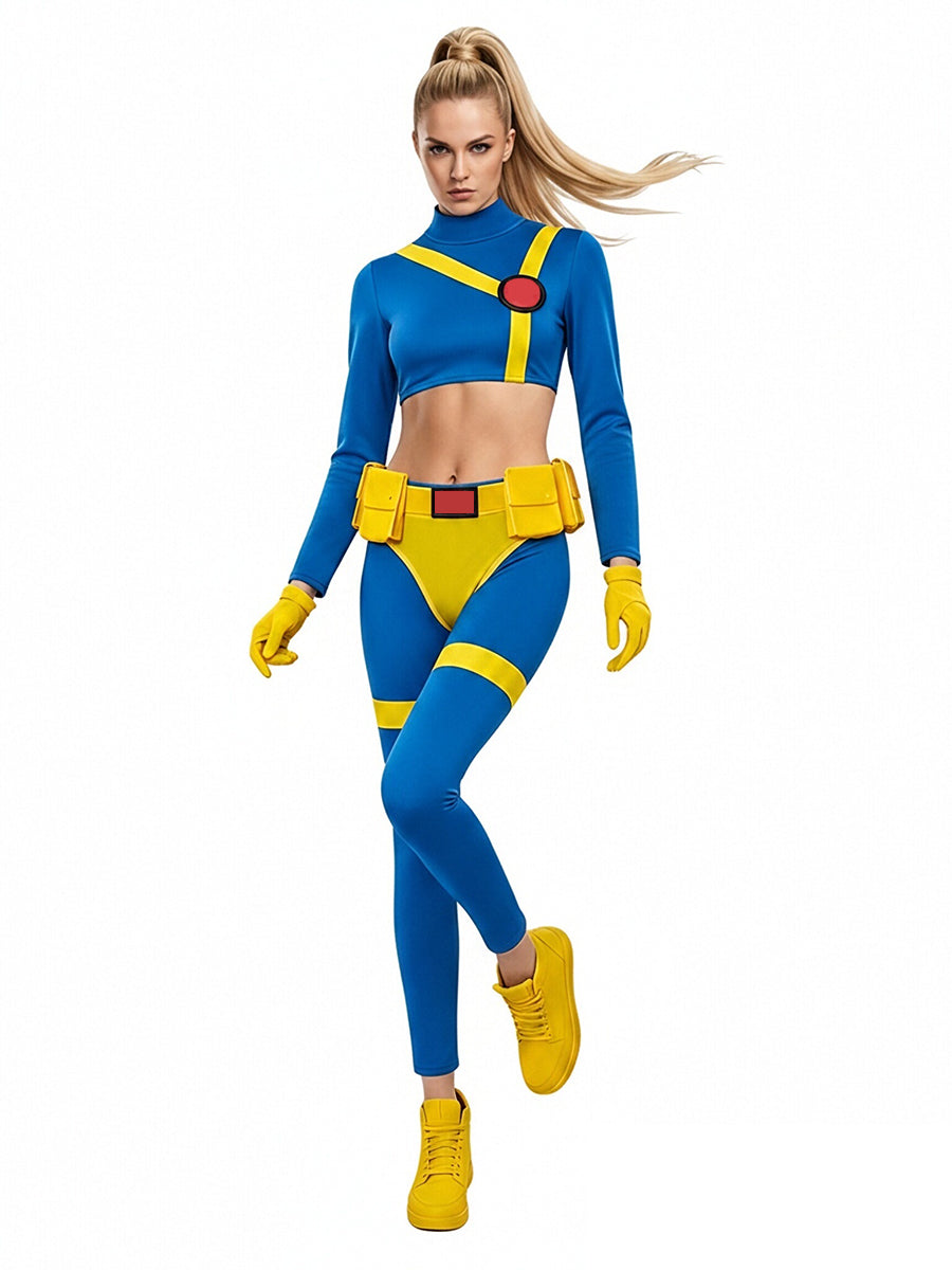 Women 2 Piece Superheroine Cosplay Costume 90s Retro - Image 4