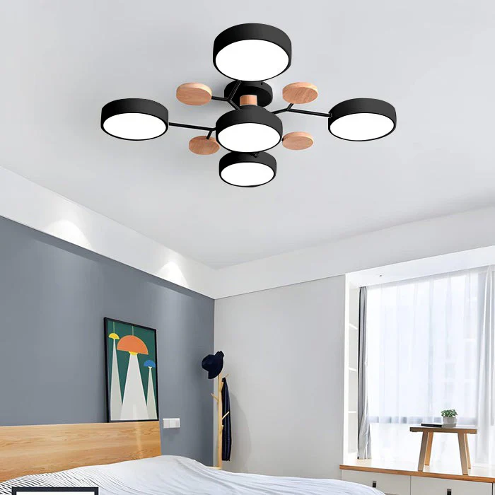 Modern LED Round Iron Semi Flush Chandelier Contemporary Ceiling Light - Image 30