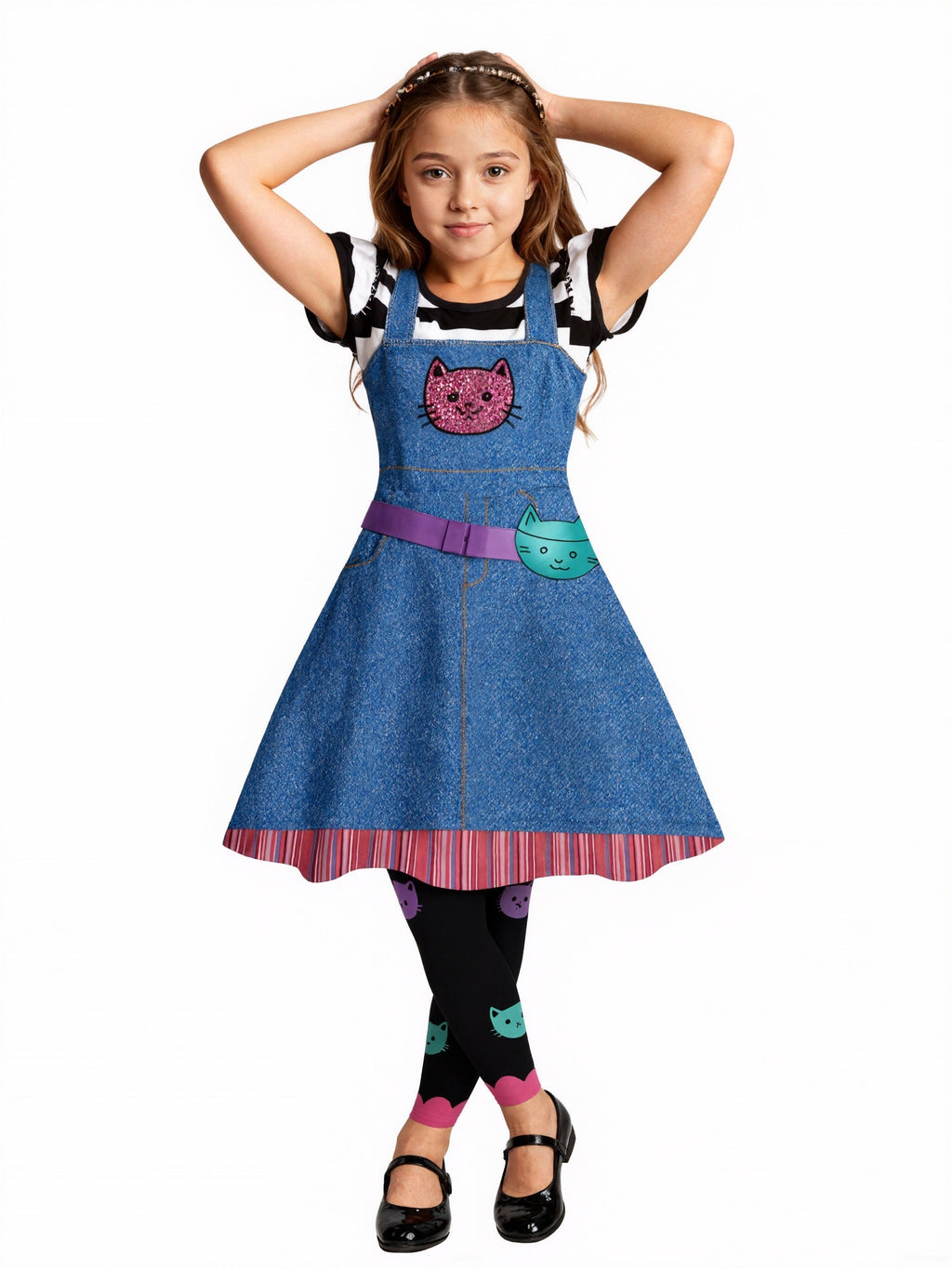 Girls 3 Piece Cat Ear Dress Costume Set - Image 4