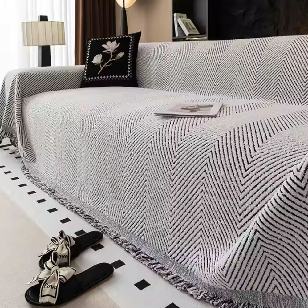 Herringbone Microfiber Sofa Cover Anti Slip Couch Protector - Image 7