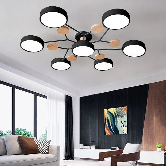 Modern LED Round Iron Semi Flush Chandelier Contemporary Ceiling Light - Image 37