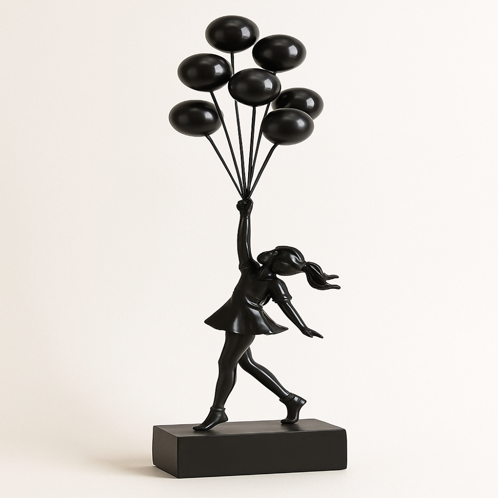 Modern Girl Balloon Statue Contemporary Home Décor Sculpture - Image 4
