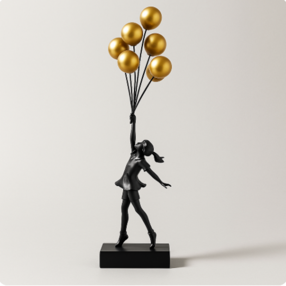 Modern Girl Balloon Statue Contemporary Home Décor Sculpture - Image 3