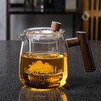 Borosilicate Glass Teapot Infuser Wooden Handle Loose Leaf - Image 2