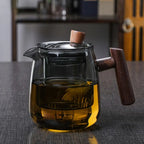 Borosilicate Glass Teapot Infuser Wooden Handle Loose Leaf - Image 3