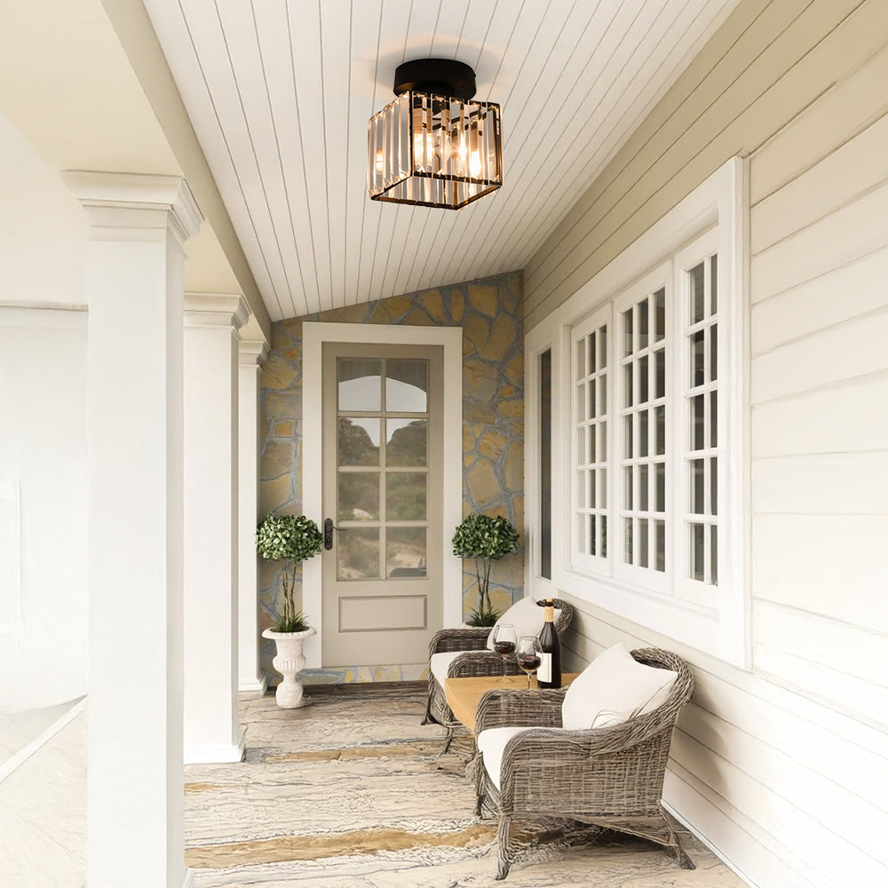 Black Crystal Flush Mount Ceiling Light Modern E27 - Image 6