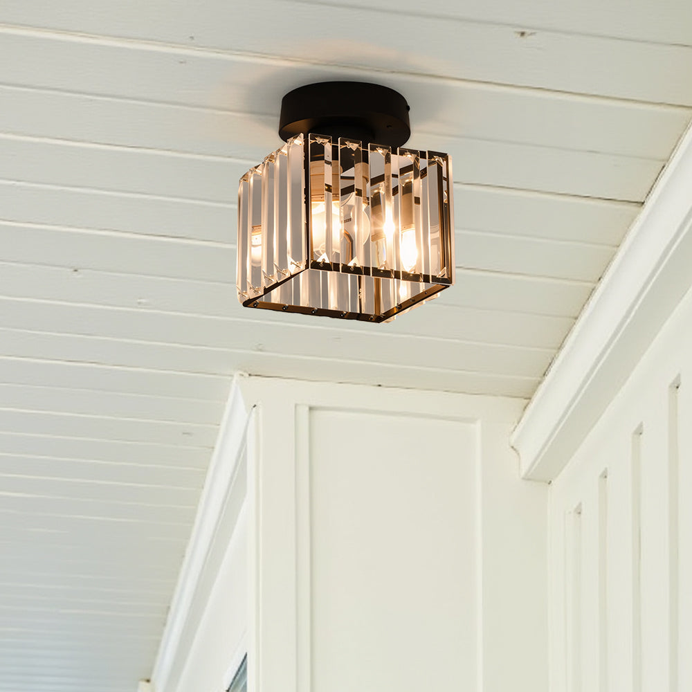 Black Crystal Flush Mount Ceiling Light Modern E27 - Image 7