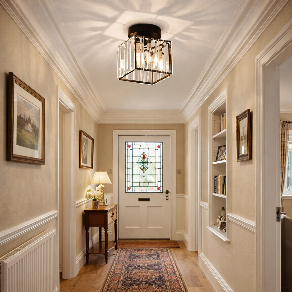 Black Crystal Flush Mount Ceiling Light Modern E27 - Image 5