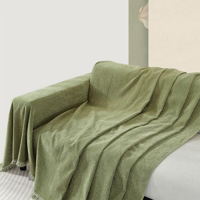 Herringbone Sofa Throw Soft Textured Blanket with Tassels - Image 7