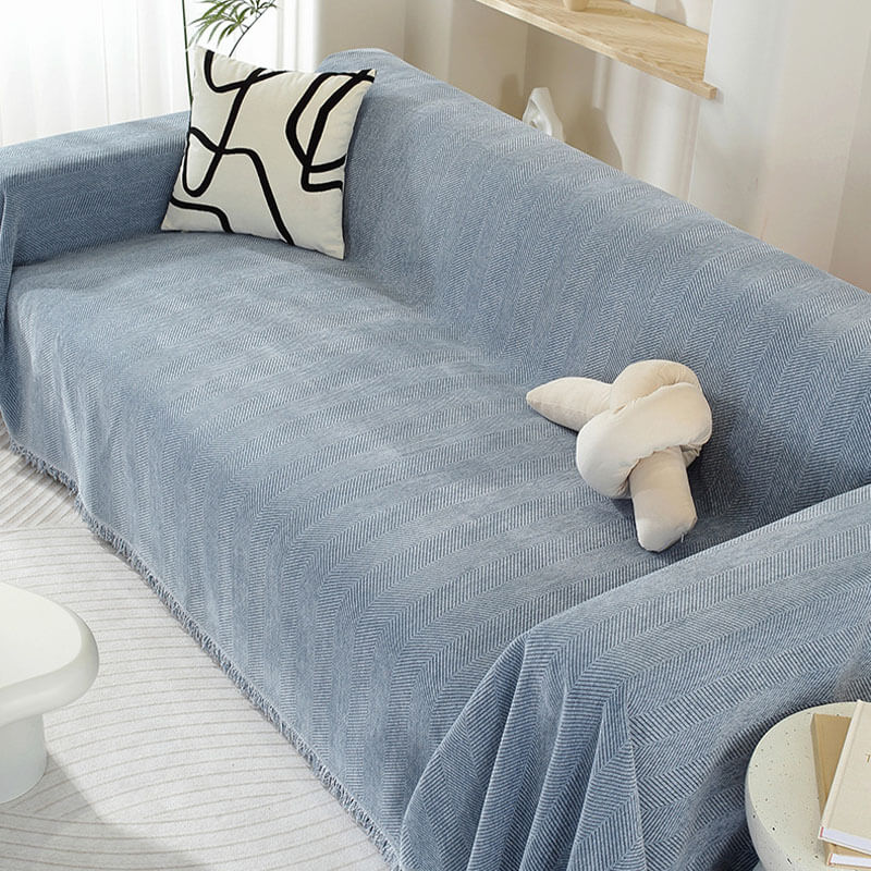 Herringbone Sofa Throw Soft Textured Blanket with Tassels - Image 10