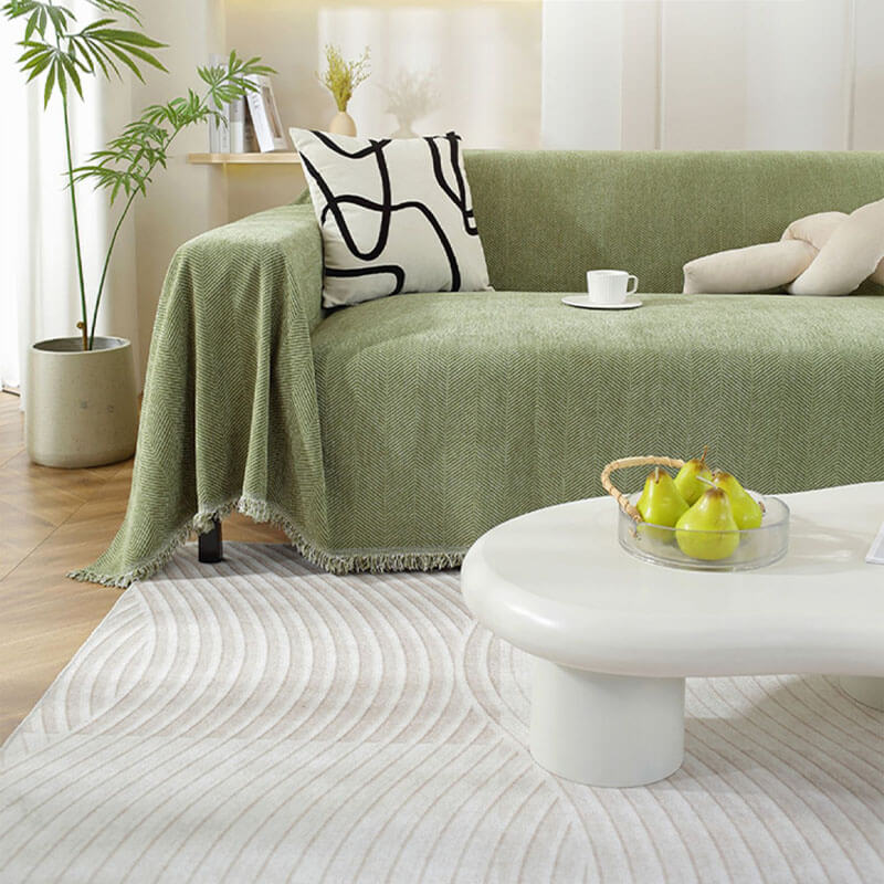 Herringbone Sofa Throw Soft Textured Blanket with Tassels - Image 8