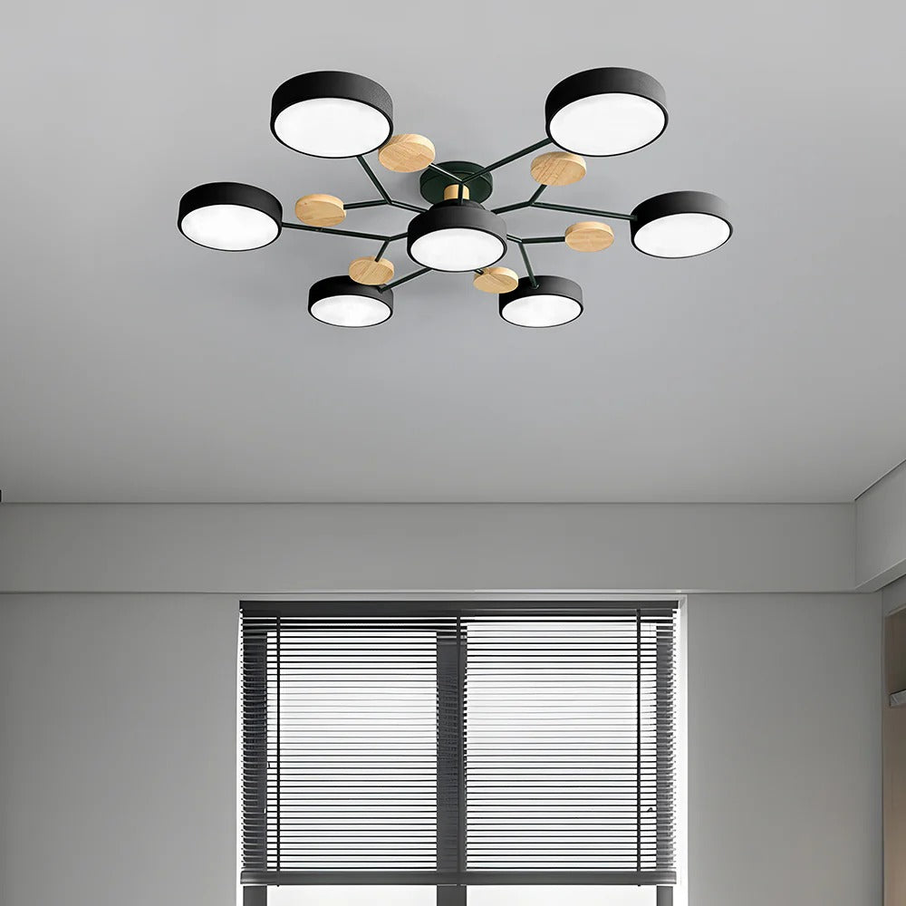 Modern LED Round Iron Semi Flush Chandelier Contemporary Ceiling Light - Image 39