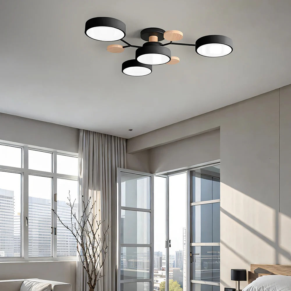 Modern LED Round Iron Semi Flush Chandelier Contemporary Ceiling Light - Image 29