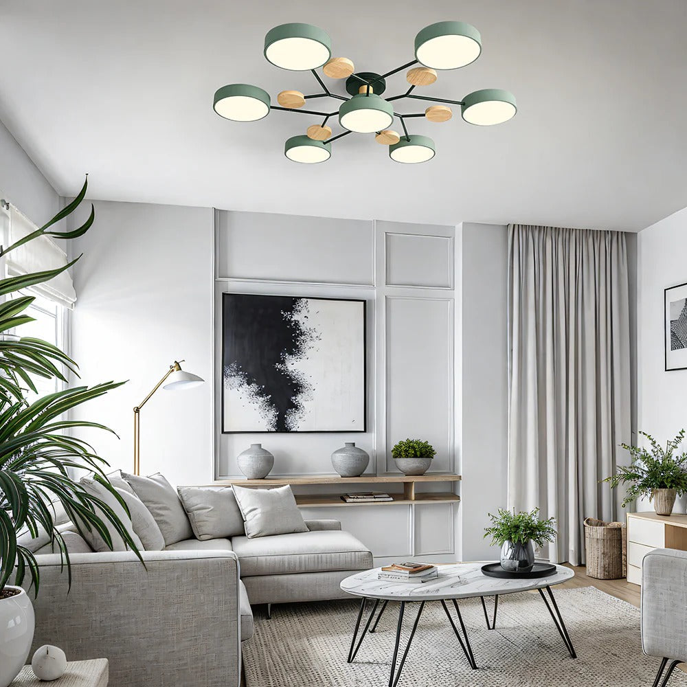 Modern LED Round Iron Semi Flush Chandelier Contemporary Ceiling Light - Image 11
