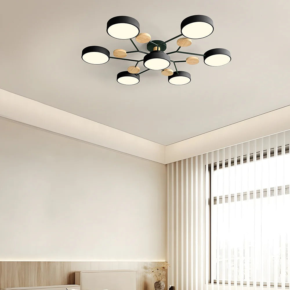 Modern LED Round Iron Semi Flush Chandelier Contemporary Ceiling Light - Image 38
