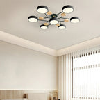 Modern LED Round Iron Semi Flush Chandelier Contemporary Ceiling Light - Image 38