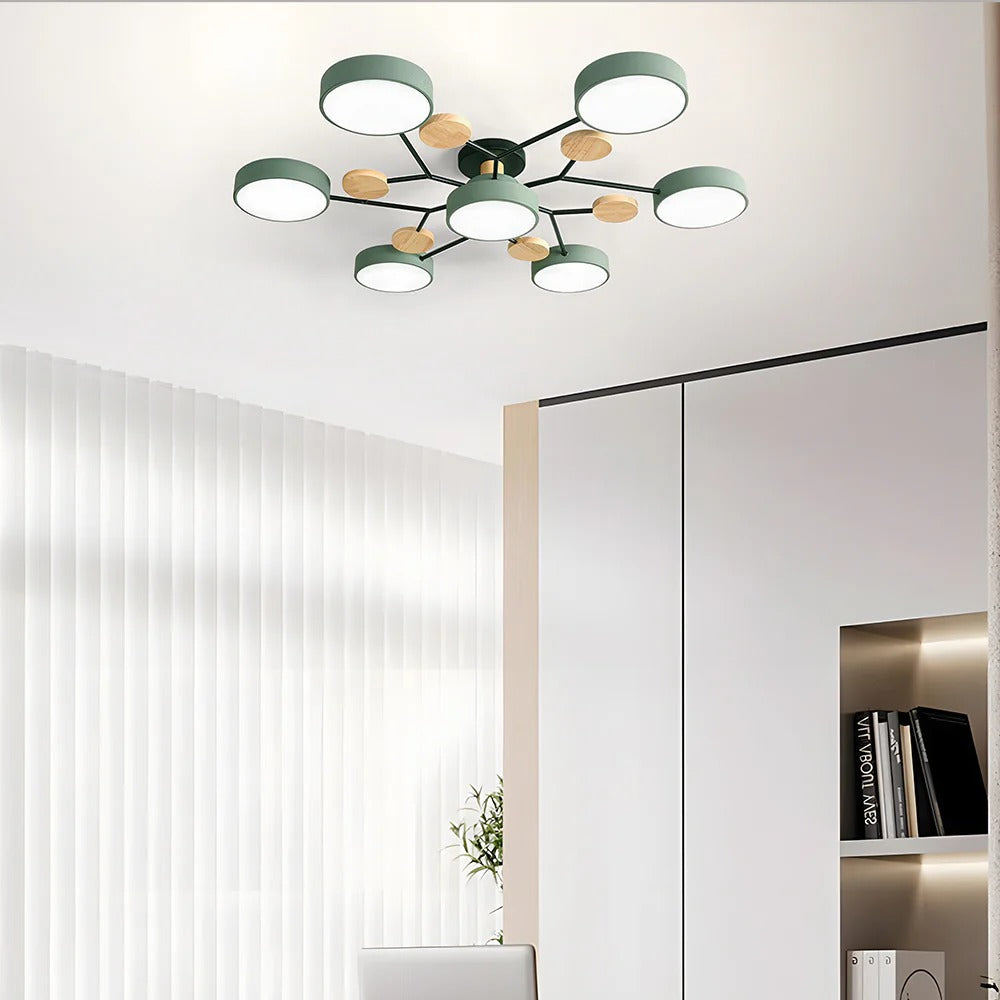Modern LED Round Iron Semi Flush Chandelier Contemporary Ceiling Light - Image 12