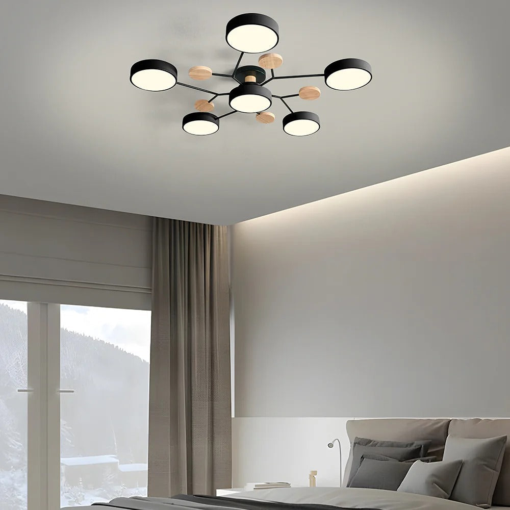 Modern LED Round Iron Semi Flush Chandelier Contemporary Ceiling Light - Image 36