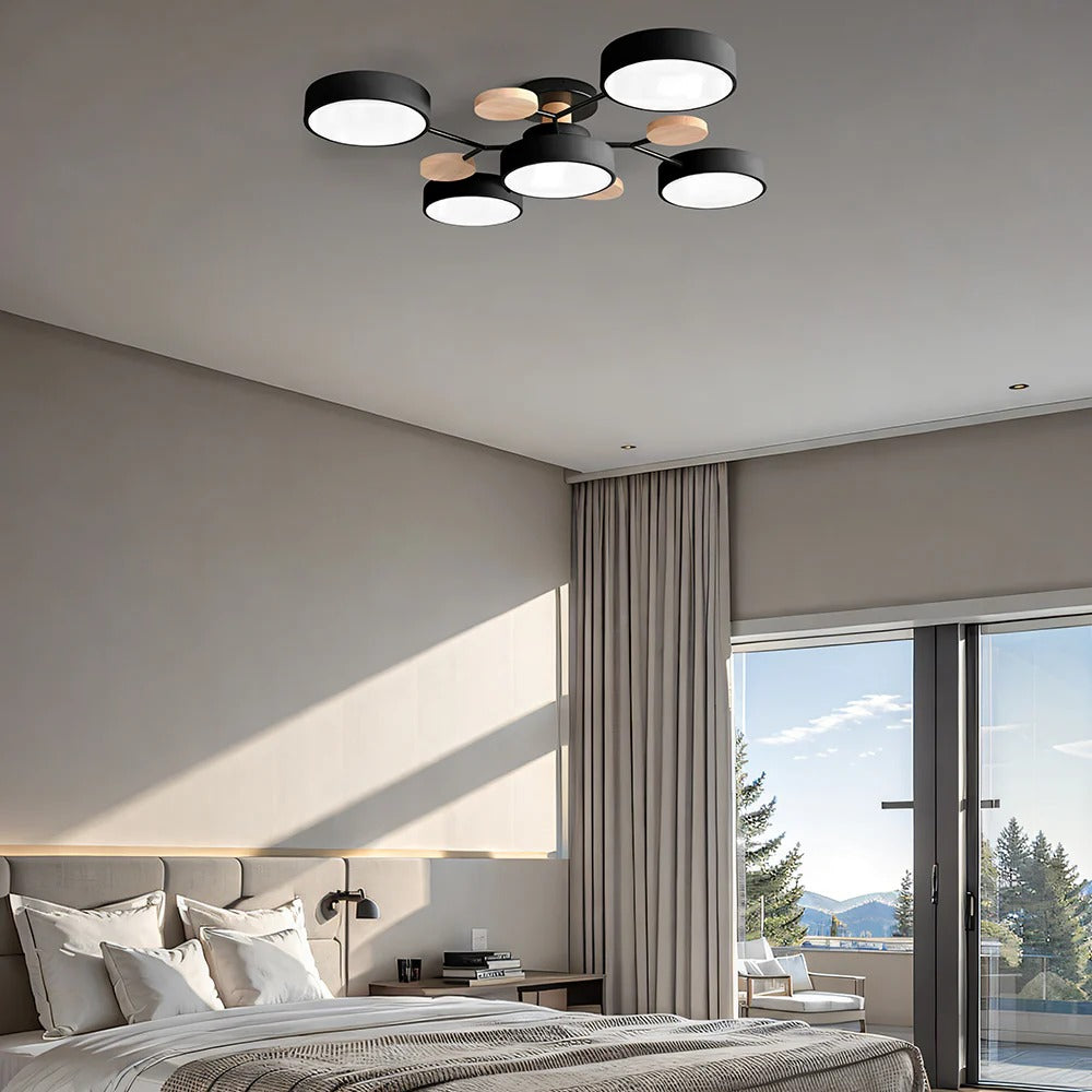 Modern LED Round Iron Semi Flush Chandelier Contemporary Ceiling Light - Image 32