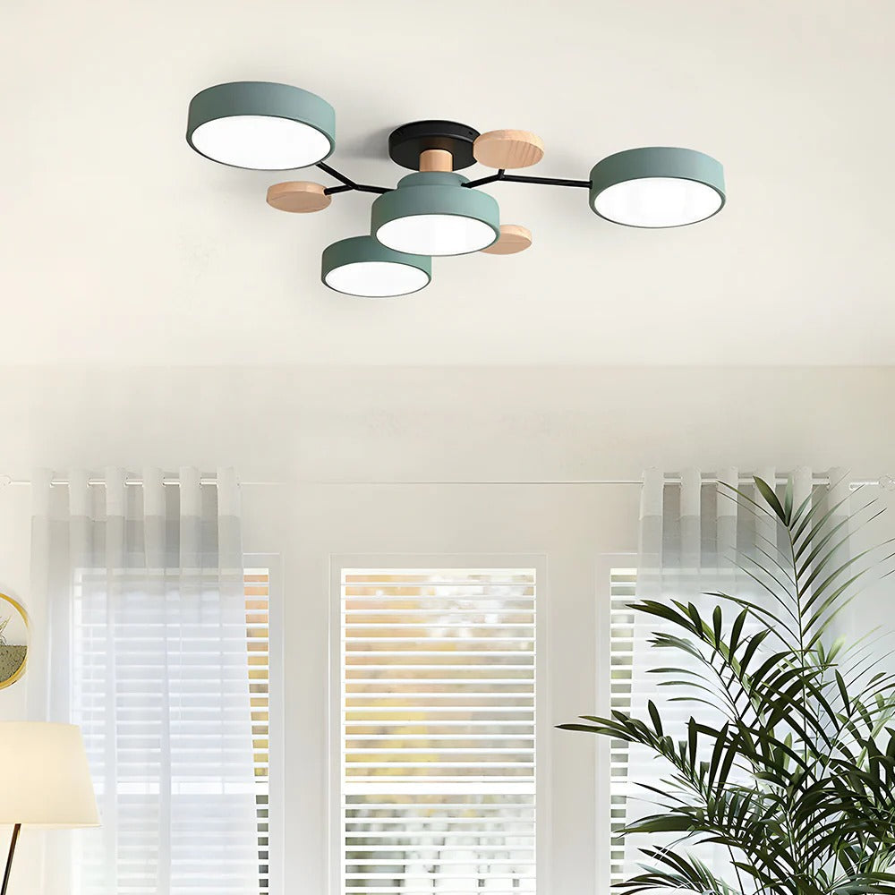 Modern LED Round Iron Semi Flush Chandelier Contemporary Ceiling Light - Image 6
