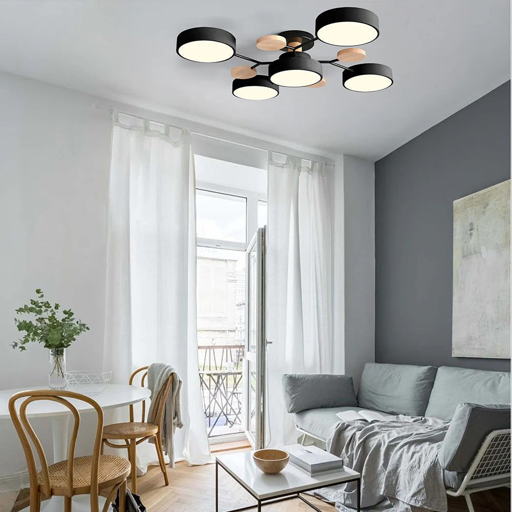 Modern LED Round Iron Semi Flush Chandelier Contemporary Ceiling Light - Image 31
