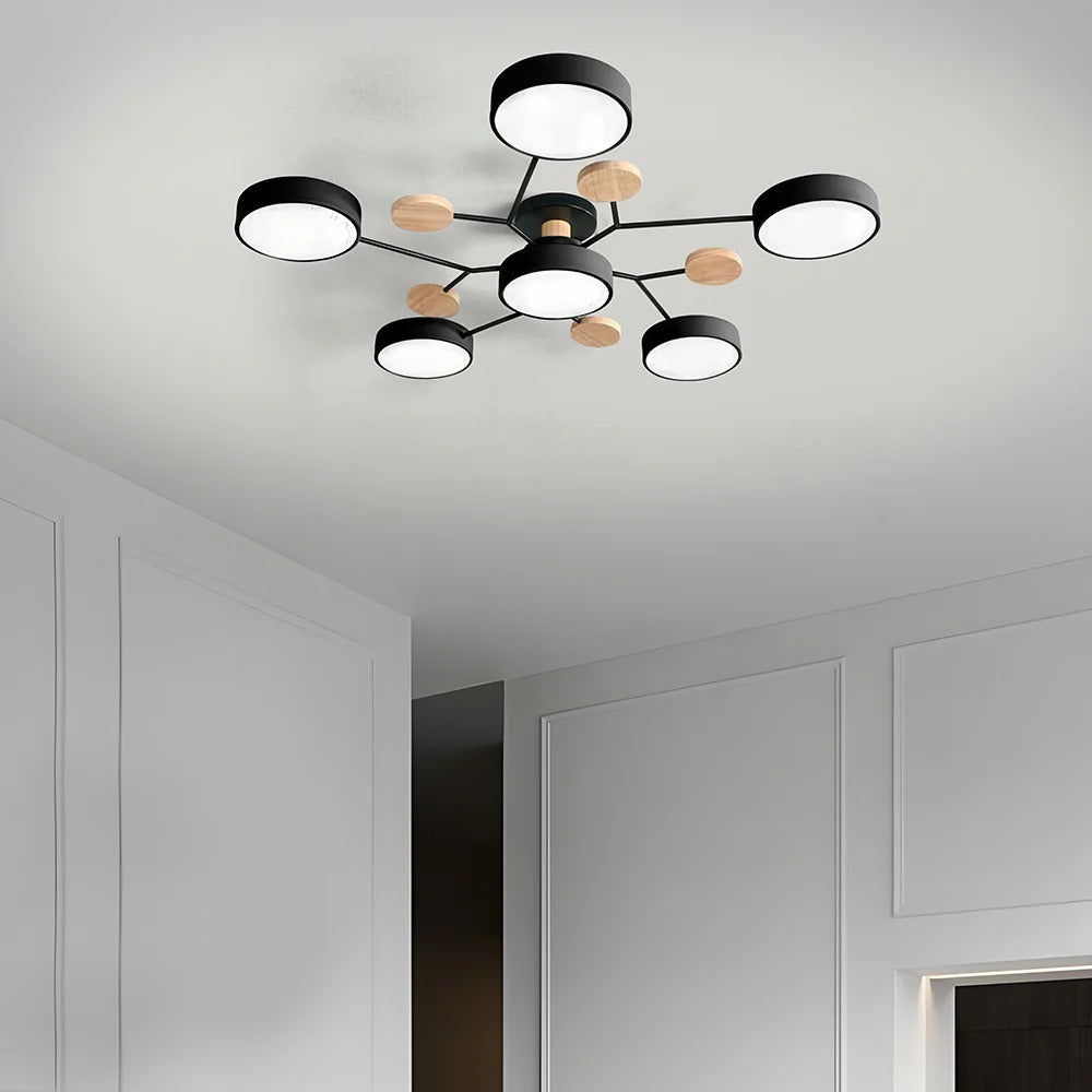 Modern LED Round Iron Semi Flush Chandelier Contemporary Ceiling Light - Image 35