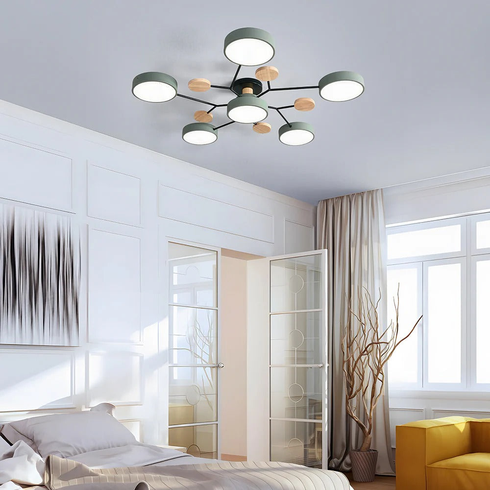 Modern LED Round Iron Semi Flush Chandelier Contemporary Ceiling Light - Image 10