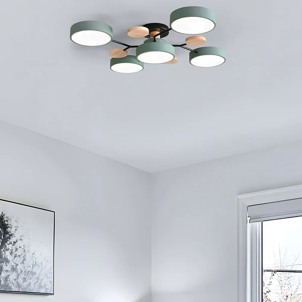Modern LED Round Iron Semi Flush Chandelier Contemporary Ceiling Light - Image 8