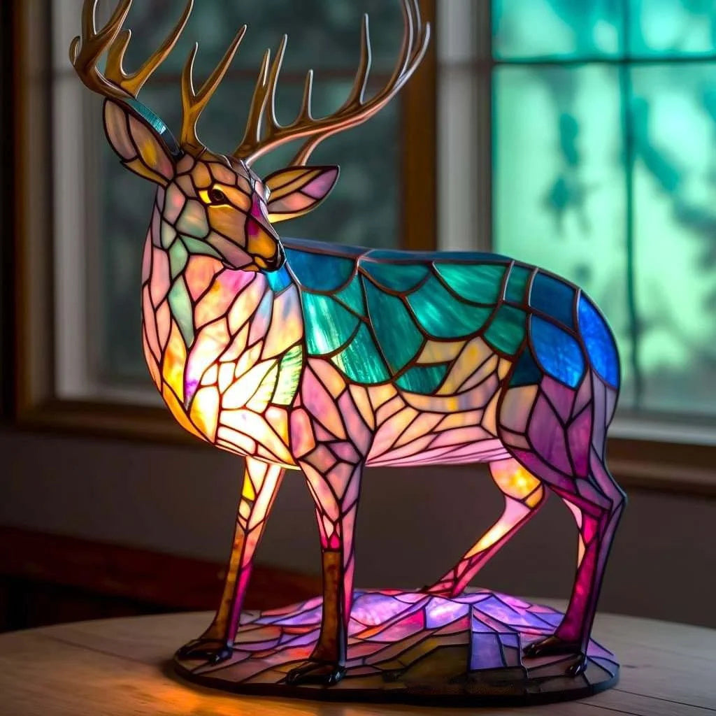 Stained Glass Resin Animal Table Lamp USB Ambient Mood Lighting - Image 2
