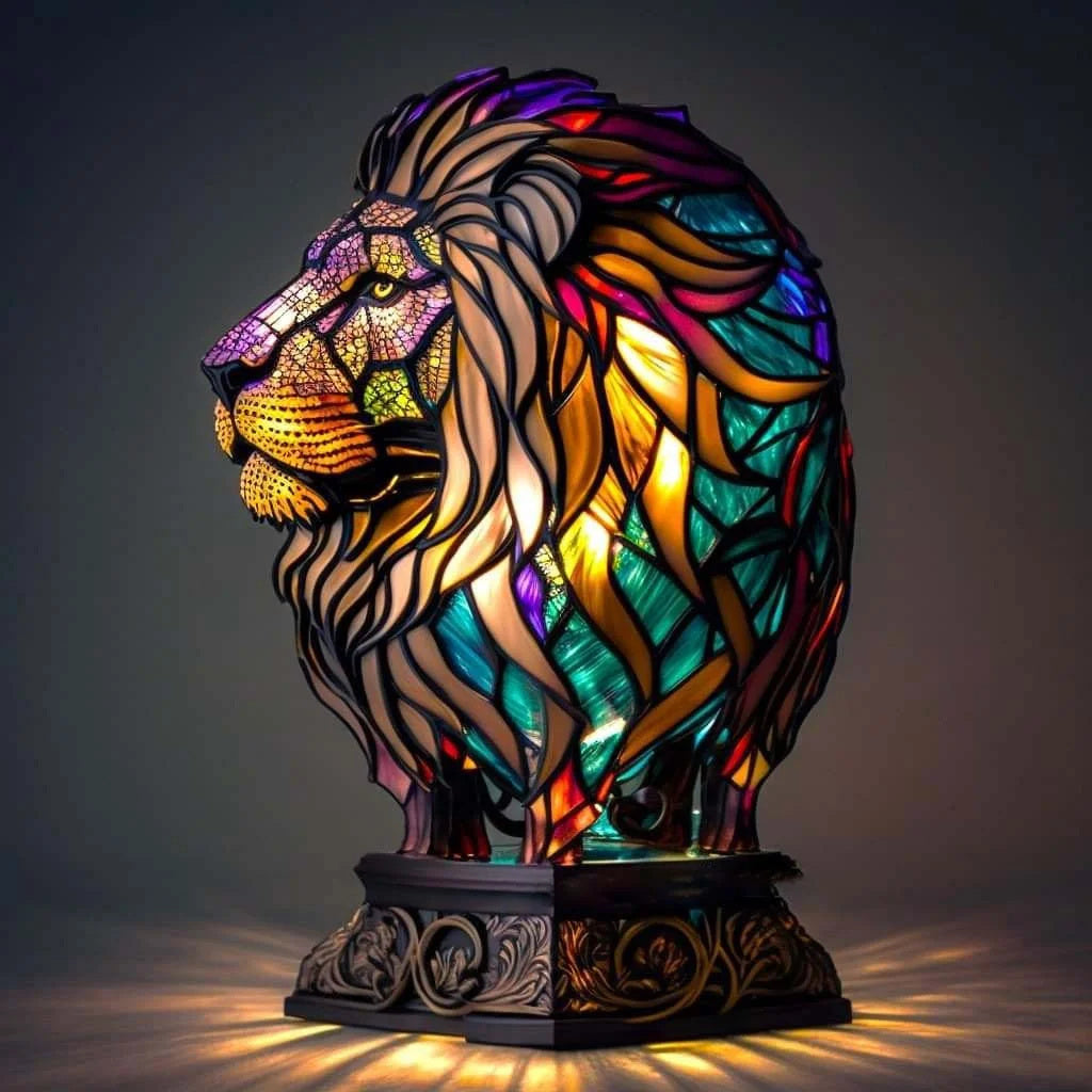 Stained Glass Resin Animal Table Lamp USB Ambient Mood Lighting - Image 13