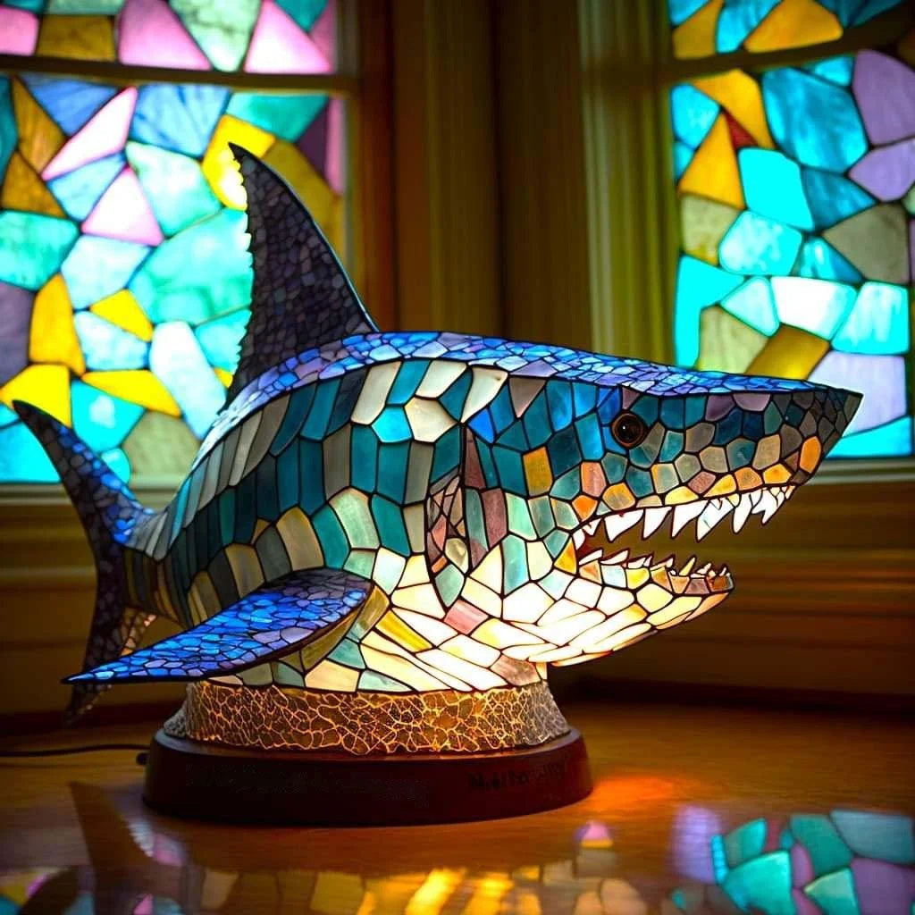 Stained Glass Resin Animal Table Lamp USB Ambient Mood Lighting - Image 3