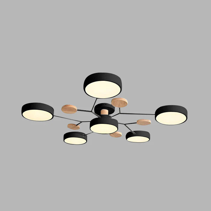 Modern LED Round Iron Semi Flush Chandelier Contemporary Ceiling Light - Image 34
