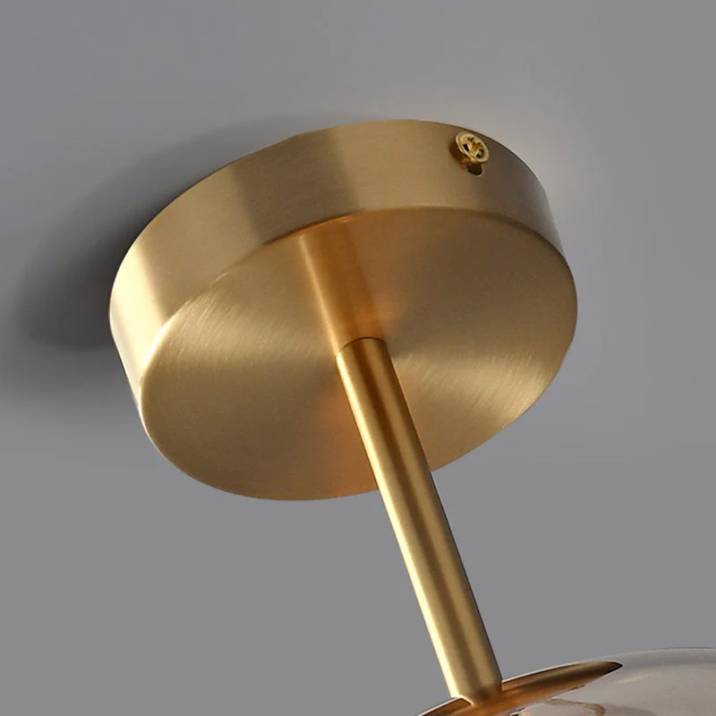 Round Copper Glass Flush Mount Ceiling Light E27 Fitting - Image 13