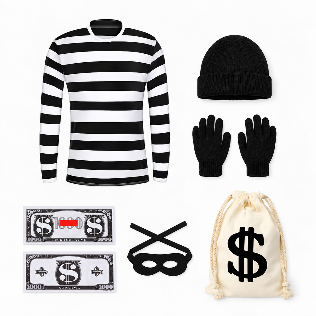 Costume de voleur ludique pour enfants avec accessoires