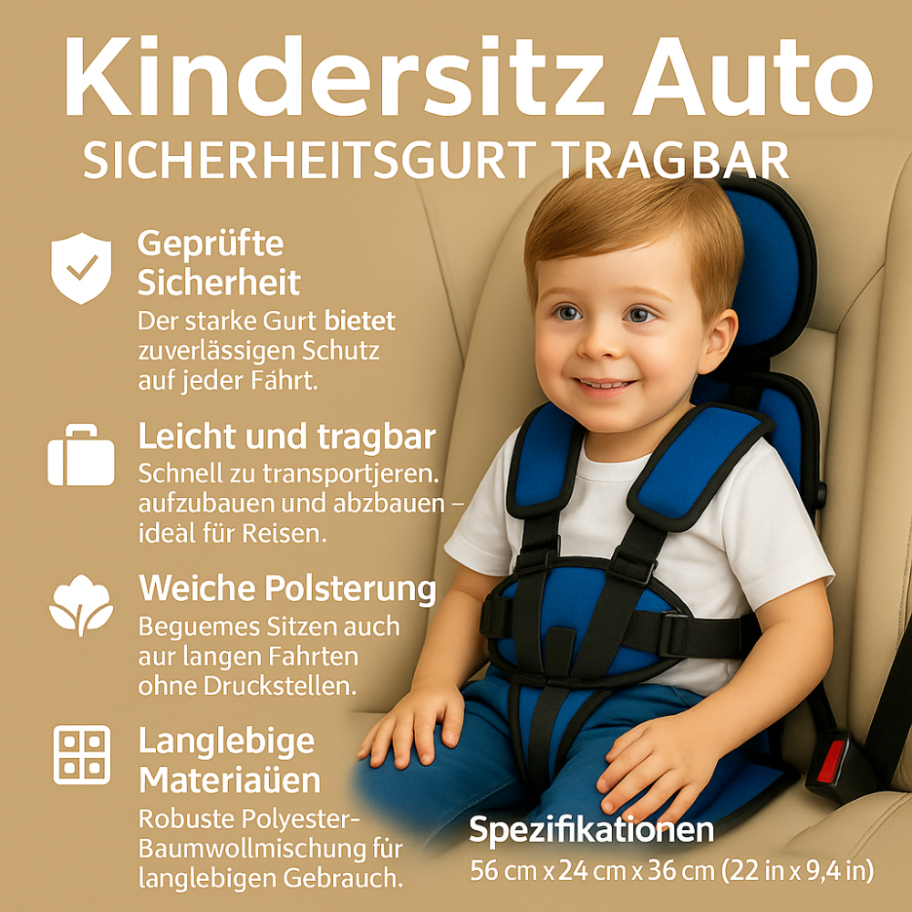 Child Car Seat Compact Adjustable Travel Booster Seat - Image 3
