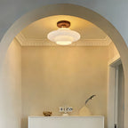 Scandinavian Walnut Wood Glass Flush Mount Ceiling Light E27 - Image 15