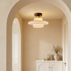 Scandinavian Walnut Wood Glass Flush Mount Ceiling Light E27 - Image 17