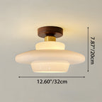 Scandinavian Walnut Wood Glass Flush Mount Ceiling Light E27 - Image 13
